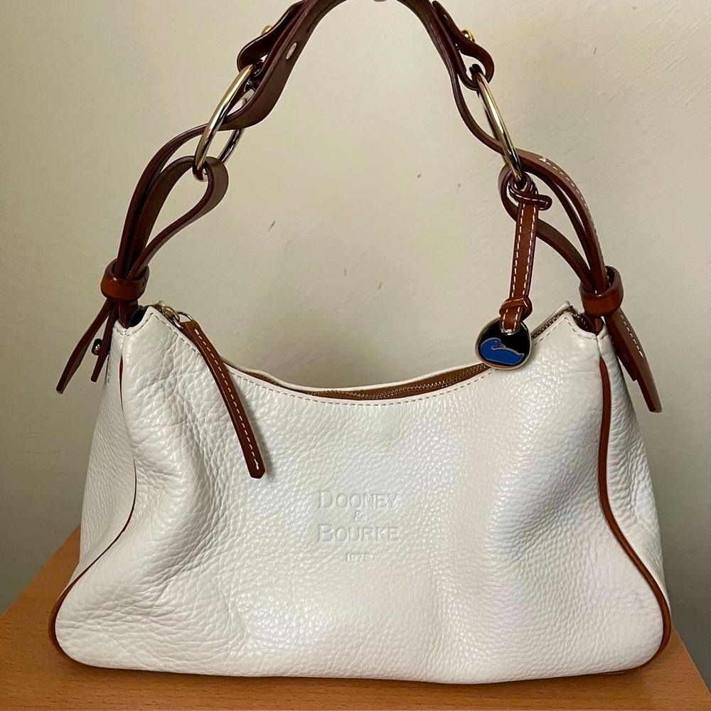 Dooney Bourke White and Brown Leather Shoulder bag 1975 Vintage